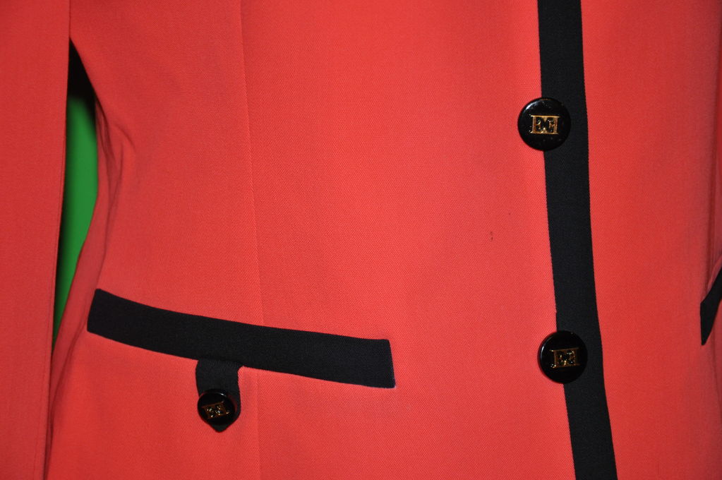 red blazer with black trim