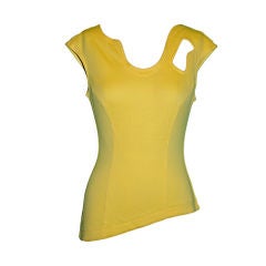 Thierry Mugler Asymmetric Yellow Cotton Tee 4