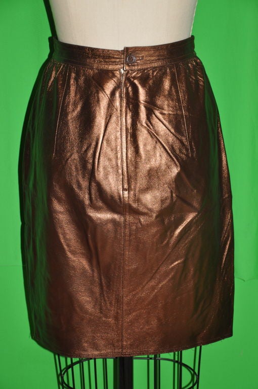 Marrone Emanuel Ungro Gonna in pelle metallizzata bronzo in vendita