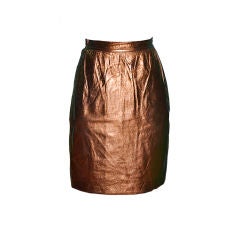 Vintage Emanuel Ungro Metallic bronze leather skirt