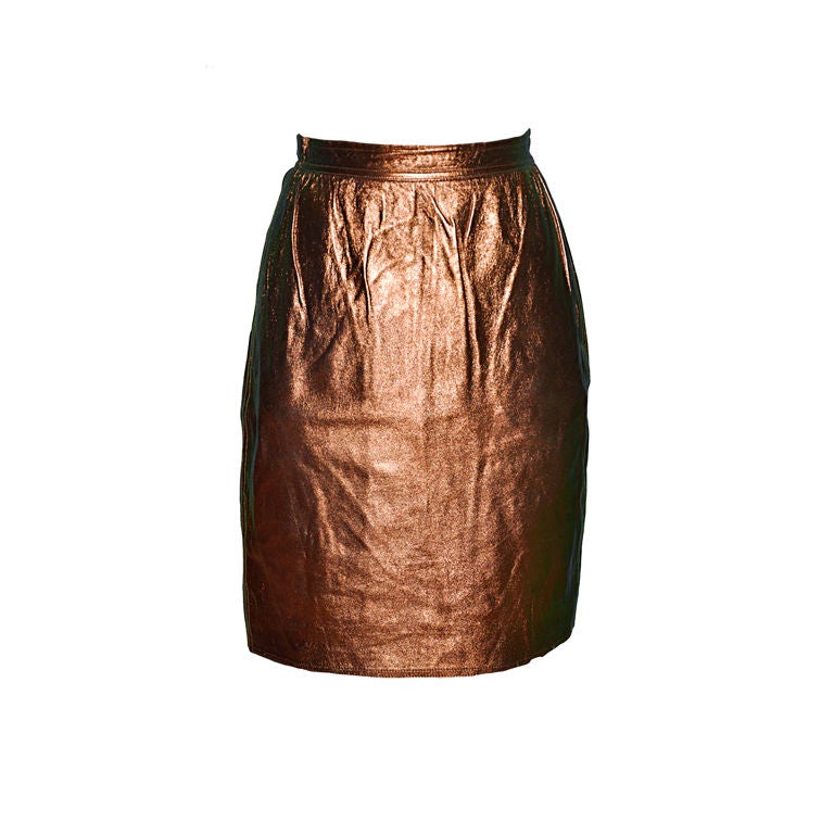 Emanuel Ungro Gonna in pelle metallizzata bronzo in vendita