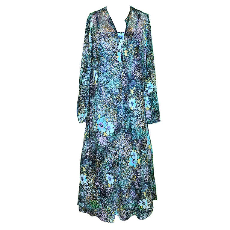 Pauline Trigere multi-colored two-piece Caftan set