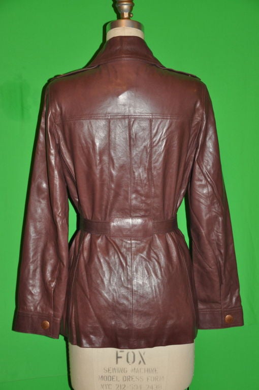 Brown Celine Taupe lambskin leather sarfari style jacket