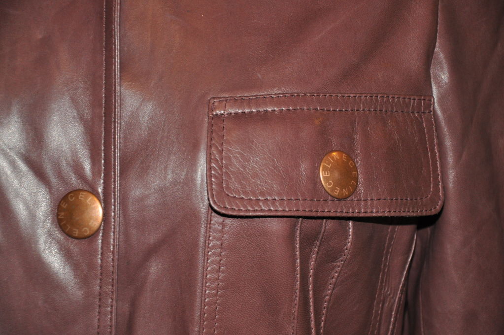 Celine Taupe lambskin leather sarfari style jacket In Good Condition In New York, NY