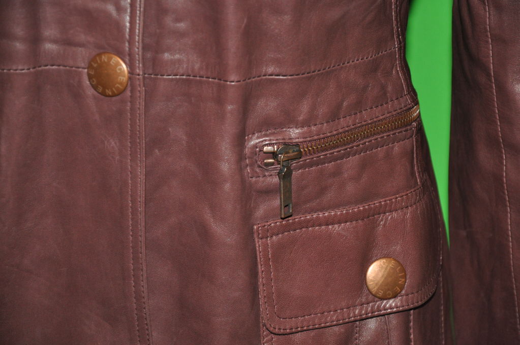 Women's Celine Taupe lambskin leather sarfari style jacket