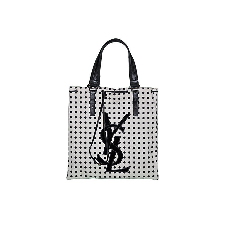 Yves Saint Lauren Rive Gauche canvas with leather detailing tote For Sale