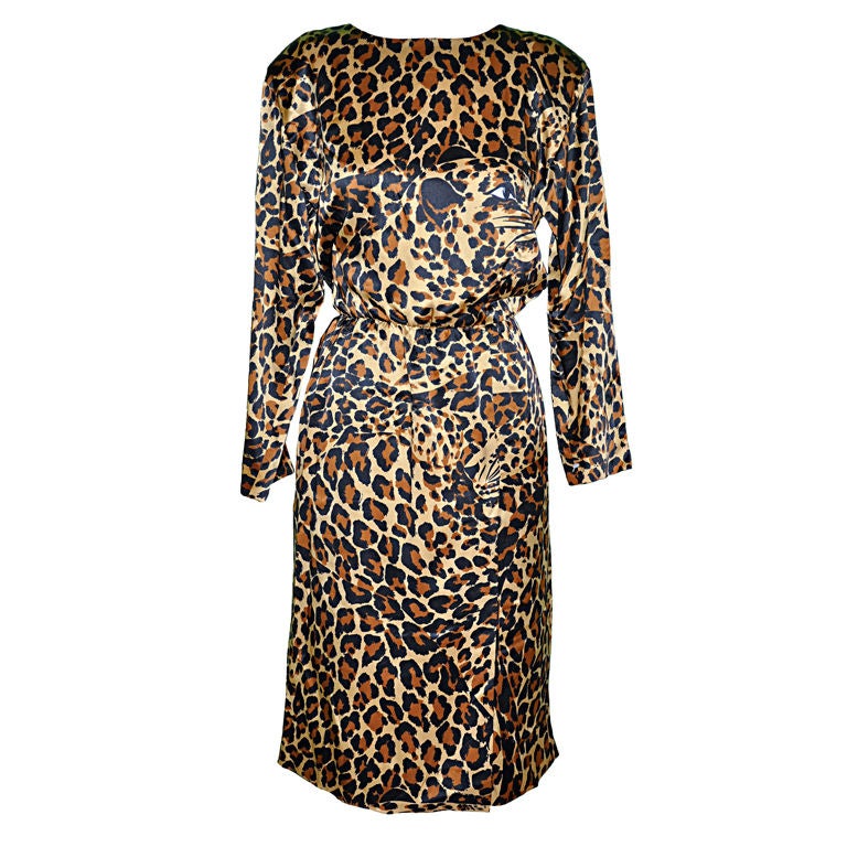 Yves Saint Laurent rive gauche silk leopard print dress For Sale