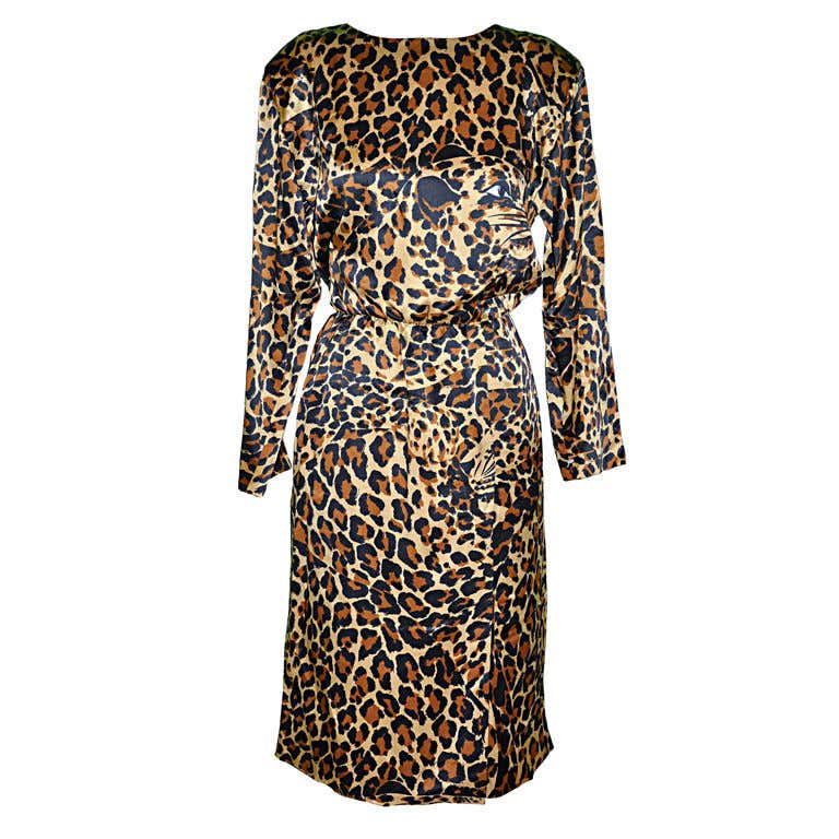 Yves Saint Laurent rive gauche silk leopard print dress For Sale at ...