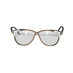 Retro Balenciaga taupe with white trim glasses