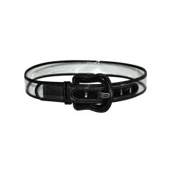 Fendi Ceinture en plastique transparent garnie de cuir verni noir