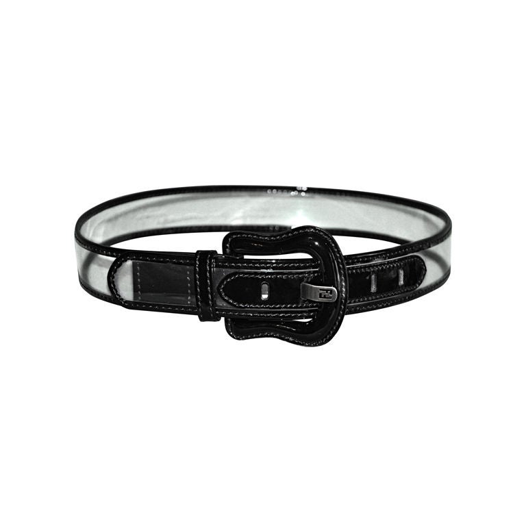 bleg lærebog rent Fendi Black patent leather trim clear plastic belt For Sale at 1stDibs |  fendi bet, clear plastic belts, clear belts