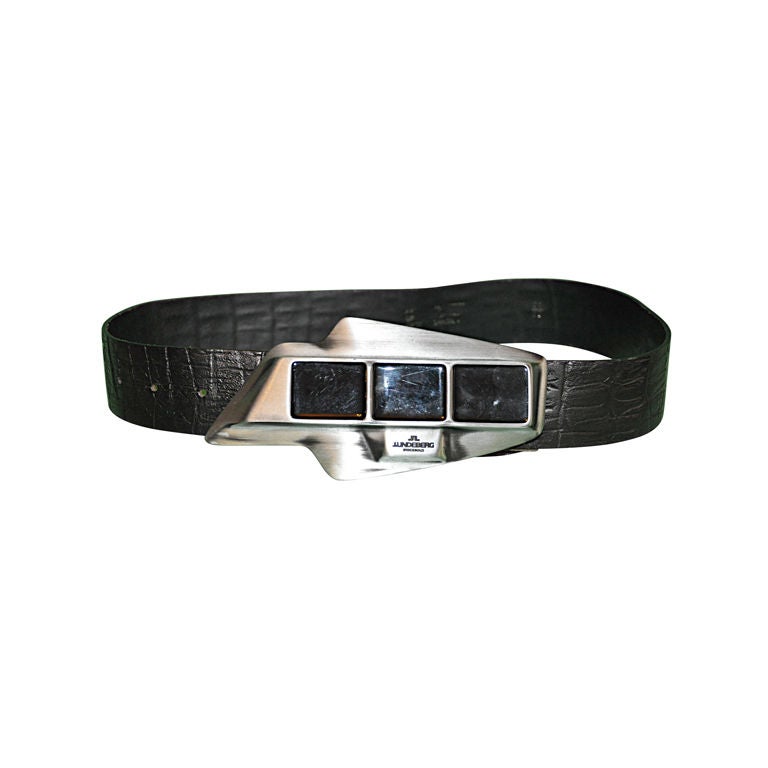 Ceinture en cuir gaufré J. Linderberg Guymetal