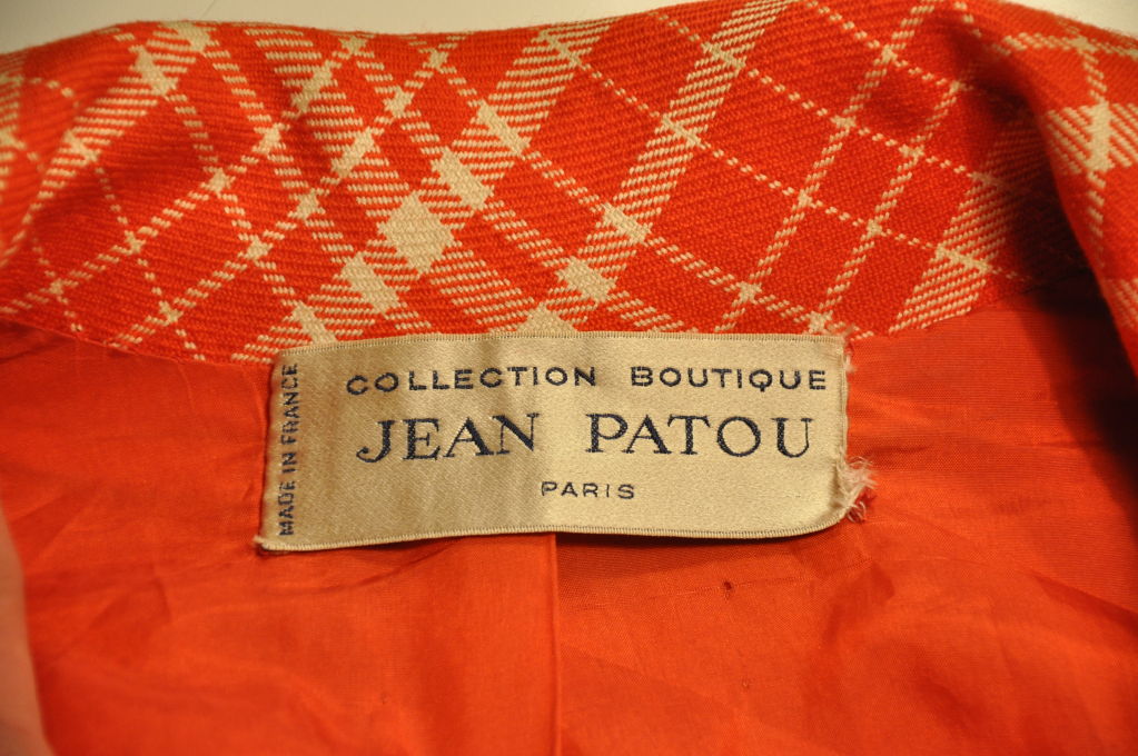 Jean Patou "Collection" plaid coat For Sale at 1stDibs