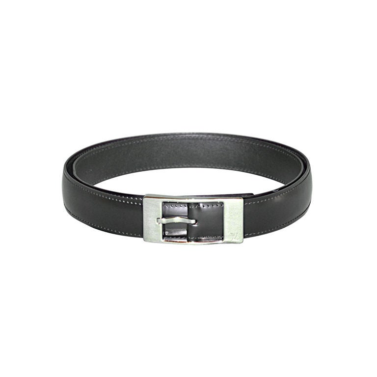 Louis Vuitton classic leather belt with silver hardware