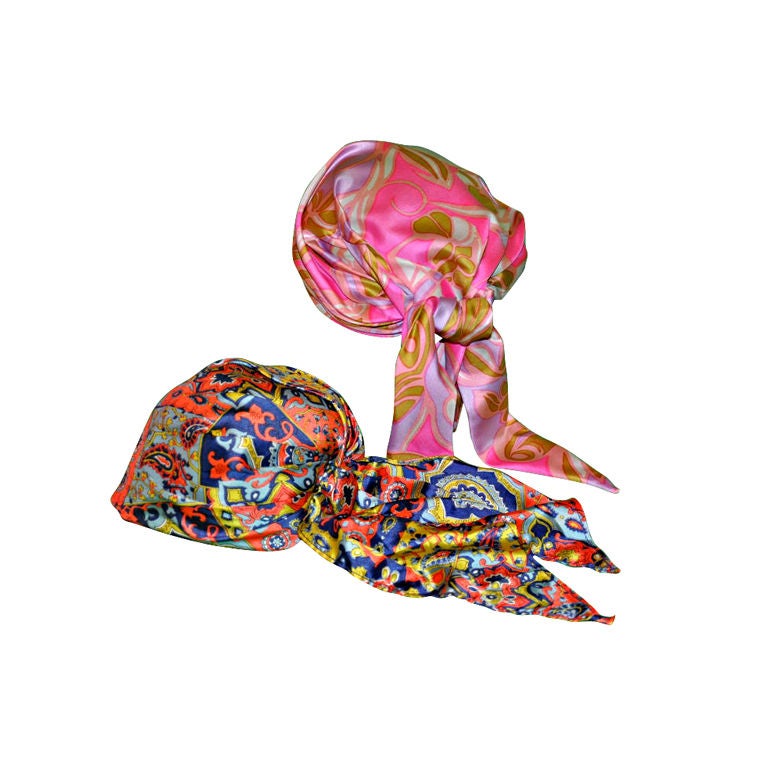 Set of muticolored silk turbans