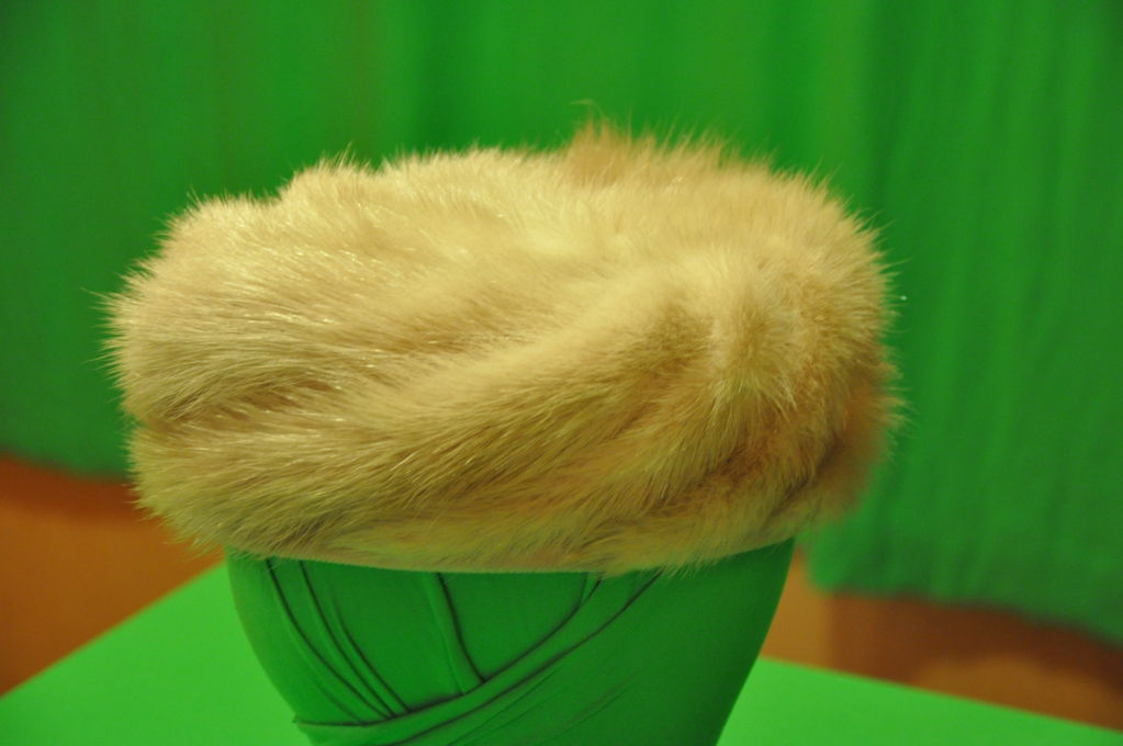 Fawn colored mink Pillbox hat