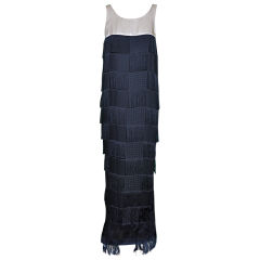 Karl Lagerfeld black and cream silk "Fringed" gown
