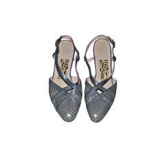 Vintage Ferragamo gray calf with Python sandals