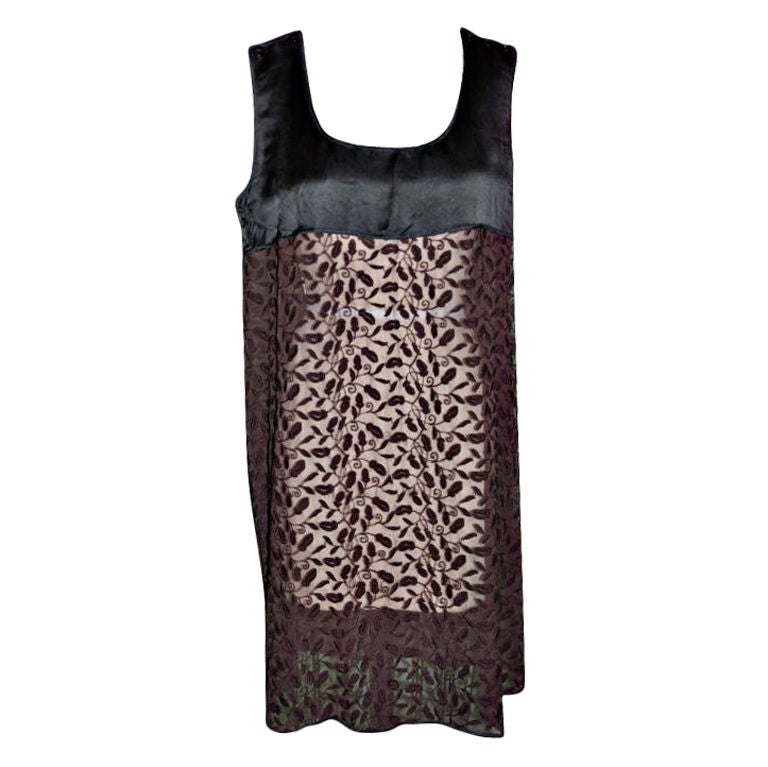 Jean Paul Gaultier black & brown embroidered dress For Sale