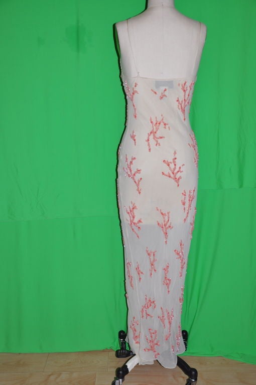 Anna Molinari cream chiffon coral embellished gown For Sale at 1stDibs | anna  molinari dress