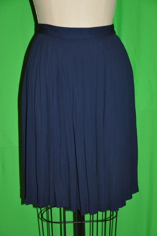 Yves Saint Laurent Rive Gauche Navy silk jersey sort-pleated skirt. Both front & back measures 21 1/2