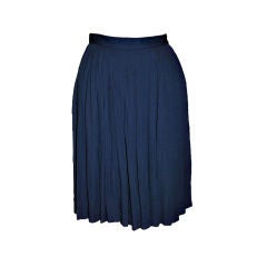 YSL Rive Gauche navy silk jersey pleated skirt