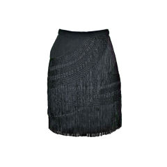 Vintage Jane McCartney black fringed skirt