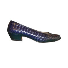 Bottega Veneta Dark Navy woven calfskin pumps