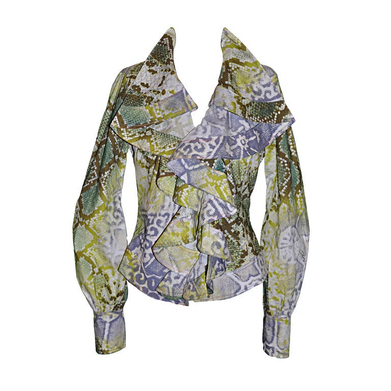 Roberto Cavalli Chaqueta abierta con volantes multicolor