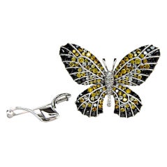 Multi-colored 18k diamond butterfly ring/brooch