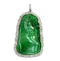 Jade with diamonds pendant