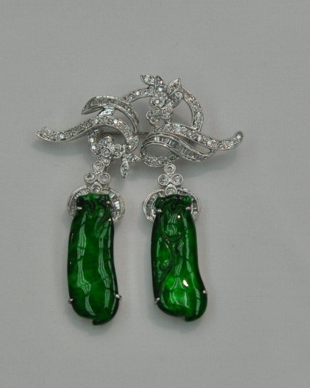 Rare "Imperial" jade brooch/earrings