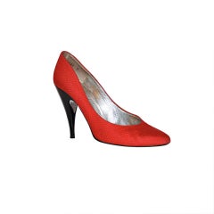 Charles Jourdan red silk pumps