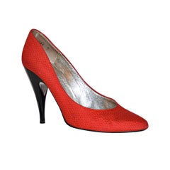 Charles Jourdan Red leather pumps