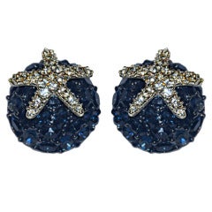 Iconic Kenneth Jay Lane Sapphire/diamond "Starfish"earrings