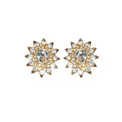 Gilded gold rhinestone clip-on earrings