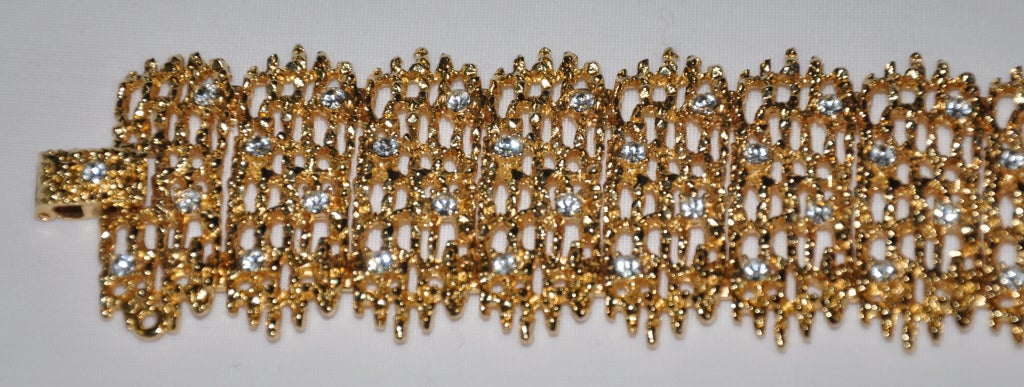 Gilded gold with Swarovski crystals embellishment bracelet For Sale 1