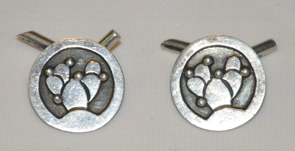 Taxco sterling silver "Cactus" cuff links