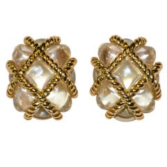 Kenneth Jay Lane Lucite and gold clip-on earrings