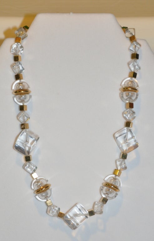 Napier gilded gold hardware & Lucite necklace measures 19