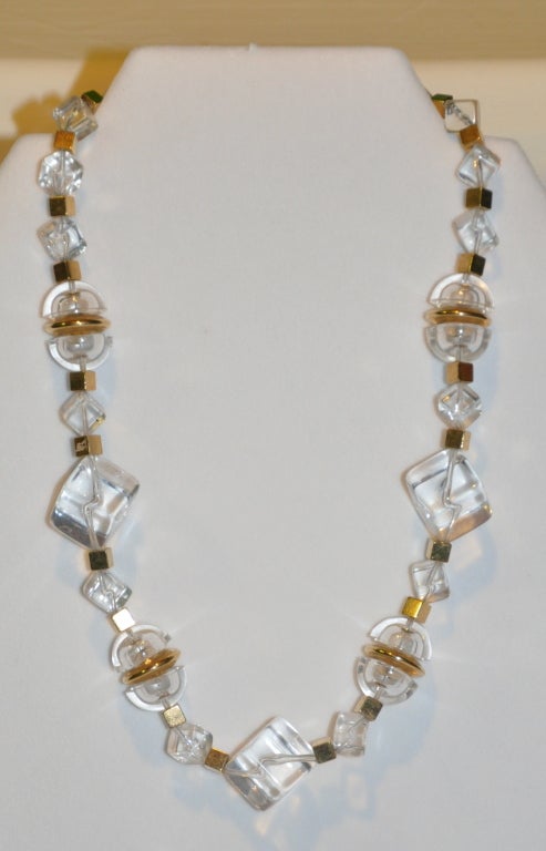 Gray Napier Gold & Lucite Necklace For Sale