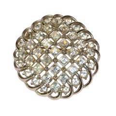 Retro Trifari Huge SIlver Rhinestone Brooch