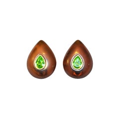 Retro Lucite with emerald set clip-on earrings