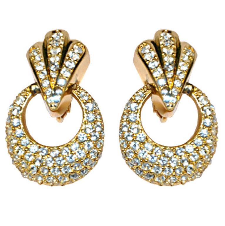 Christian Dior rhinestone clip-on earrings