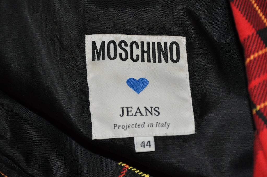 Marron Moschino - Veste à carreaux avec franges en vente