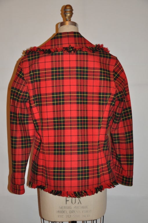 Women's Moschino Plaid with fringe jacket For Sale