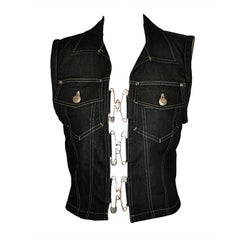 Vintage Jean Paul Gaultier denim "Safety Pin" vest