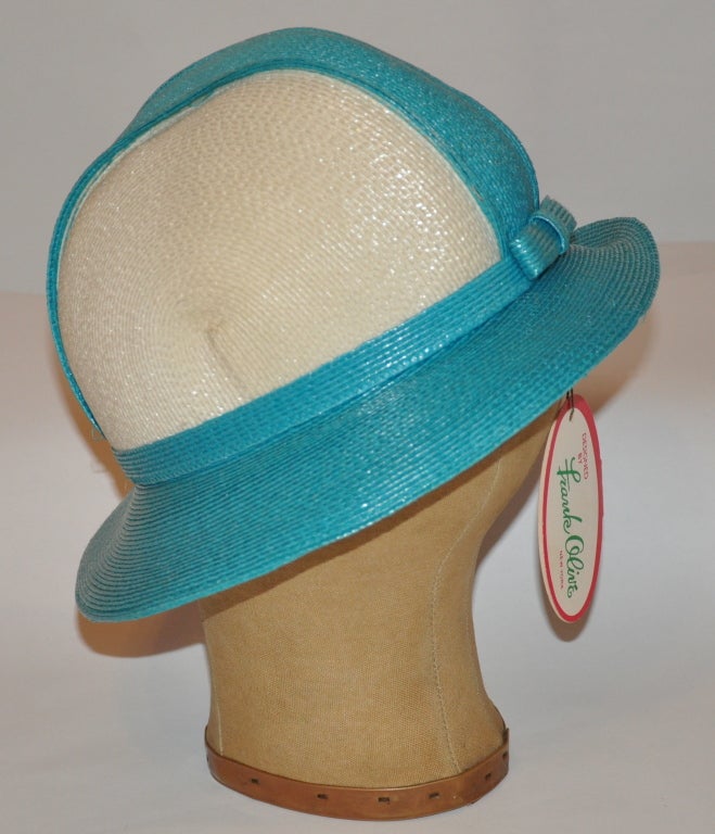 Frank Olive Turquoise & white hat 1