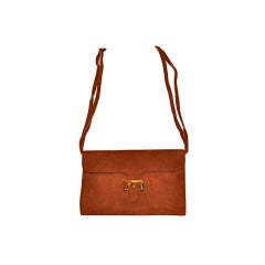 Vintage Early Meyers brown suede clutch/shoulder bag