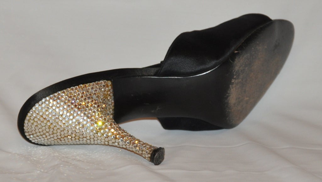 Women's Delman 1960s rhinestone heel satin sandals